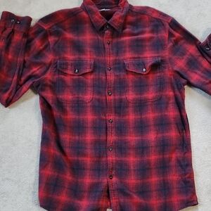 Sonoma 100% Cotton Long Sleeve Red Blue Plaid Shirt - Large